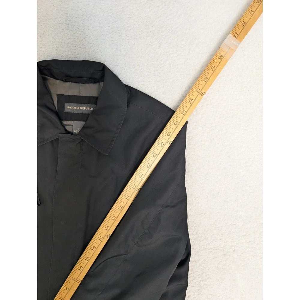 Banana Republic‎ Men's Sm Black Coat Water Resistant Trench Coat Full Zip Snap